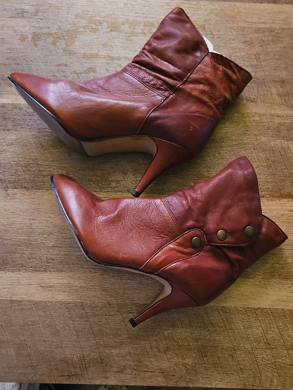 Vintage 80s Leather Ankle Boots Pointed Toe Stiletto
